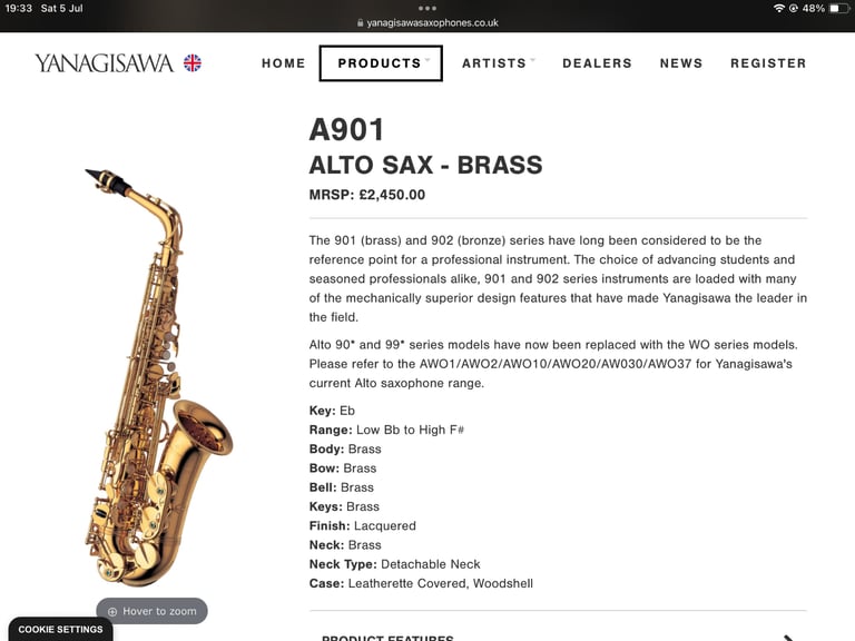 Yanagisawa 901 Alto Saxophone w/case