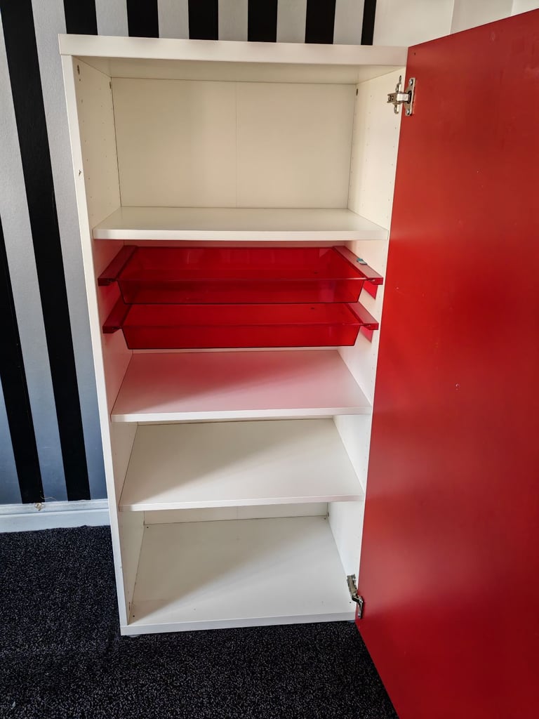 IKEA Besta unit With Red Gloss Door, 3 Shelves & 2 drawers FREE DELIVERY 069