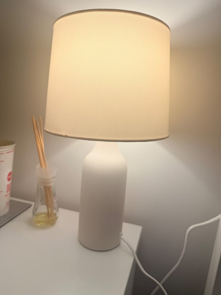 image for Two Small bedside Beige lamps