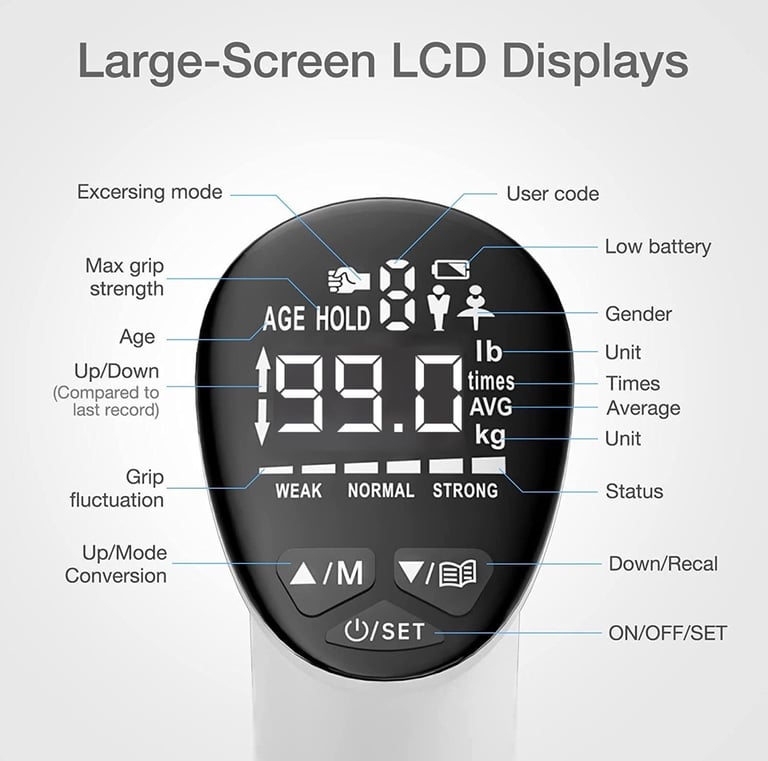 Digital Grip Strength Trainer, Hand Grip Dynamometer with LCD Display Screen