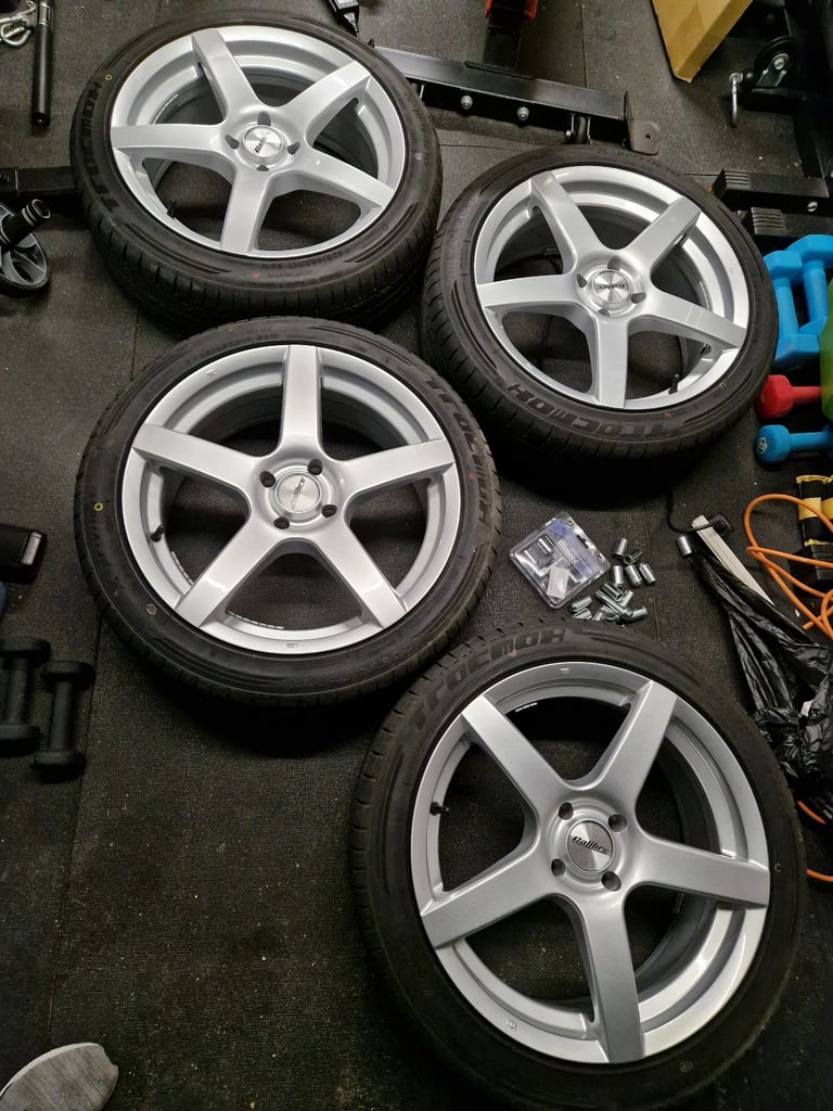 4x 17" alloy wheels (4x100) & 205/45R17 tyres - seat toyota vauxhall volkswagen