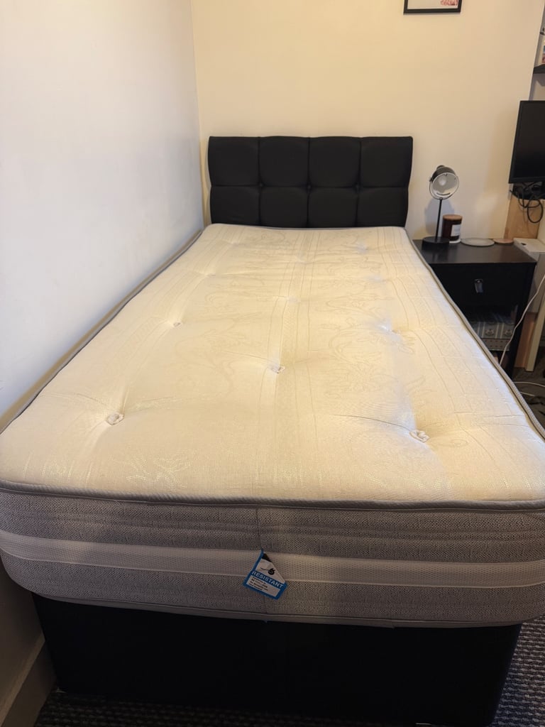 Single divan bed with mattress and storage + wardrobe 