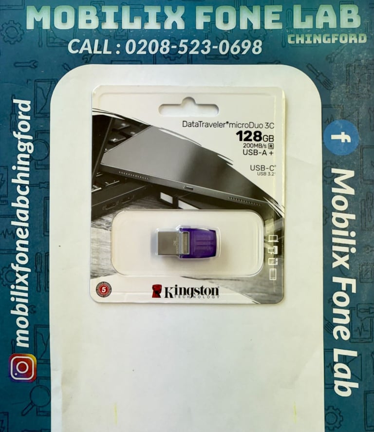 image for 128GB Kingston DataTraveler USB C TYPE C and USB A Dual Interface USB Flash Drive