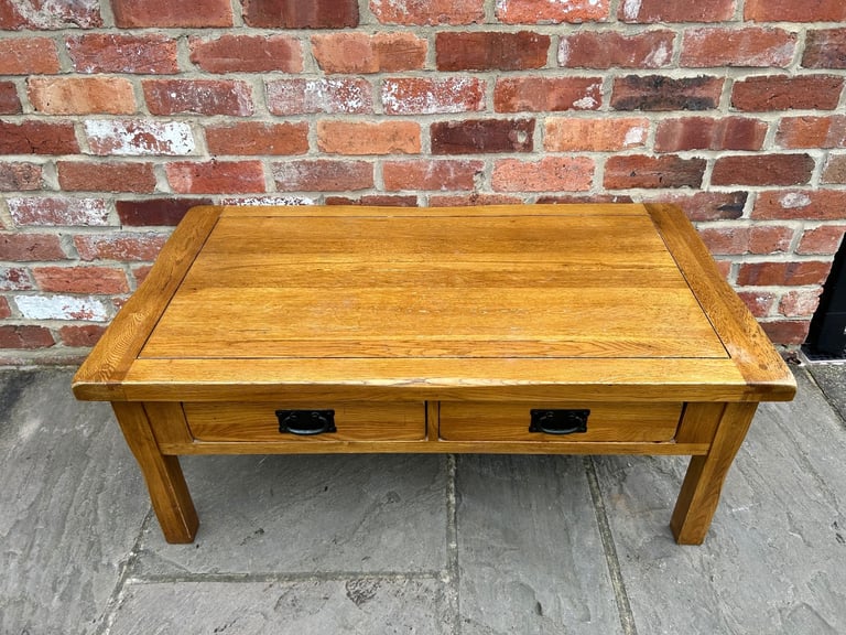 Rustic Solid Oak (Double-Sided) Coffee Table - Good Condition 