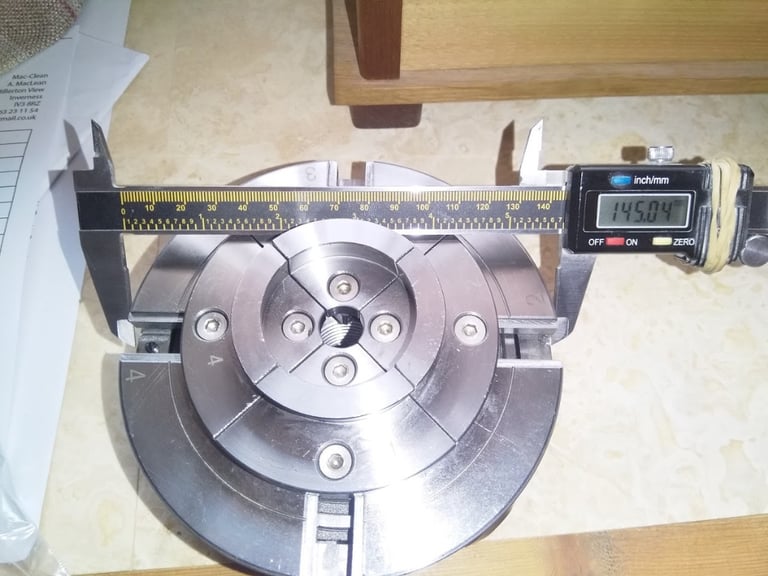 M33 (3.5) thread 5.1/2 inches 4 Jaw Geared Scroll Wood Lathe Chuck 140mm box full set