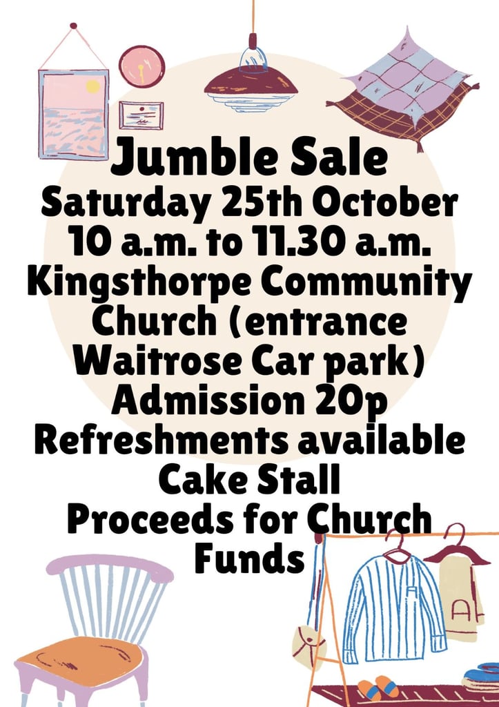 image for Jumble Sale Saturday 25th October 10 a.m. Kingsthorpe Community Church