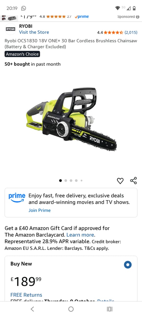 image for Ryobi chainsaw 