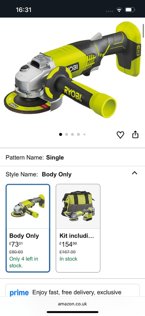 Ryobi R18AG-0 18V ONE+ Angle Grinder (Battery & Charger Excluded)