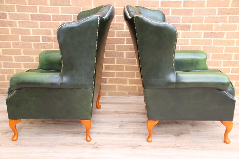 Saxon Chesterfield Armchairs + Footstool (UK Delivery)
