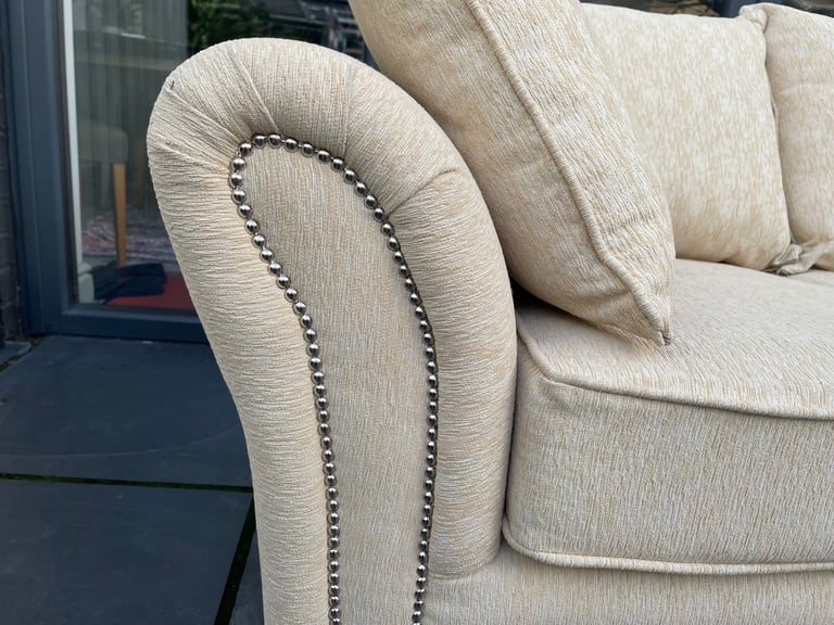 Cream/Beige 2 Seater Sofa With Matching Swivel Chair - DELIVERY AVAILABLE 