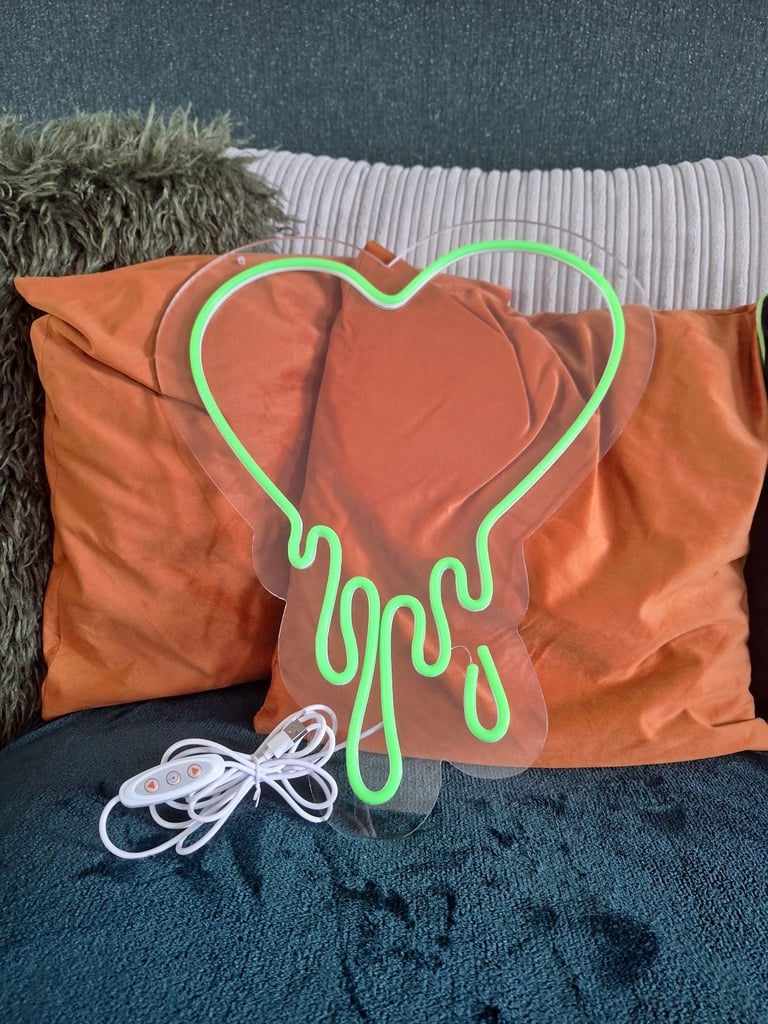 Neon Green Bleeding Heart LED Light Sign