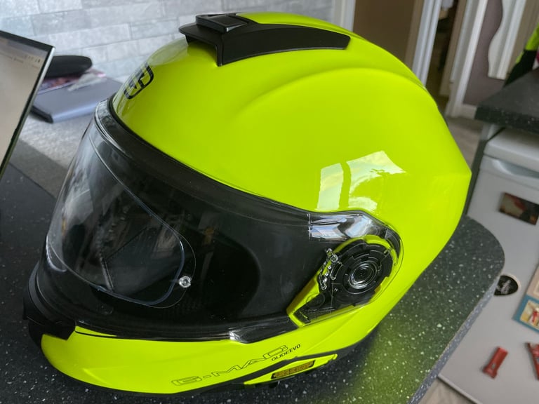 G-Mac Glide Evo Modular DVS Flip Up Front Motorcycle Helmet - Safety Yellow with Pinlock