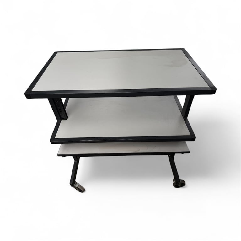 3 Tier Metal AV Equipment Trolley Cart on Wheels – Adjustable Shelves 