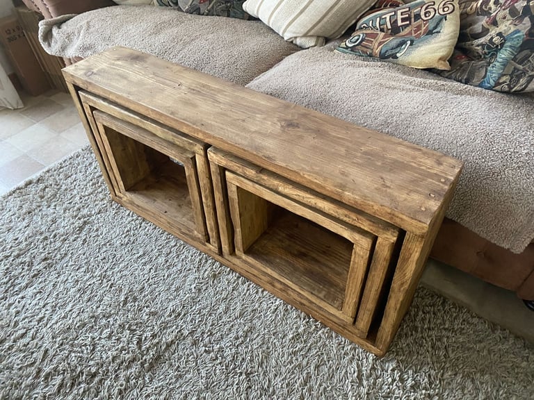 Double nest of tables Rustic, Hand Made reclaimed wood country cottage