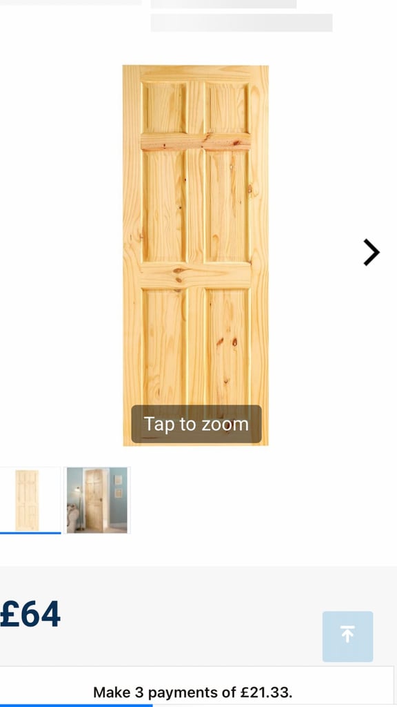 Soft pine door. 6 panel door. Interior door 