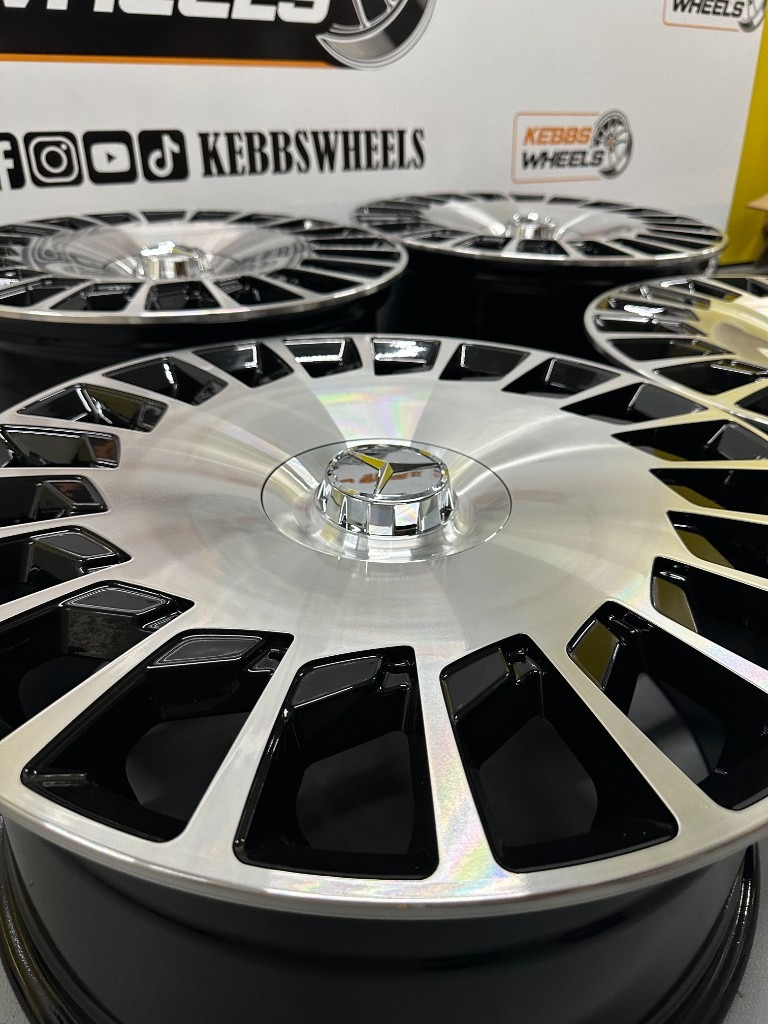 20" MERCEDES MAYBACH REPLACEMENT ALLOY WHEELS BLACK MACHINED C CLASS E CLASS S CLASS
