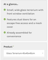 Glass terrarium for sale. Excellent condition.