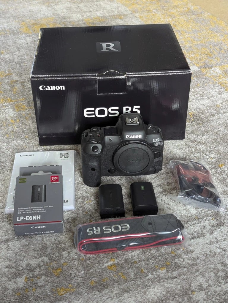 image for Canon EOS R5 Camera (Body, Cap, Charger, Cable, 3 Batteries, Strap & Box)