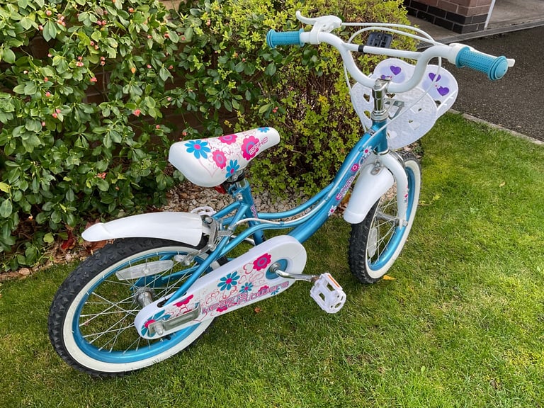 Girls bike, SPIKE - HEARTS AND FLOWERS, with 16” wheels