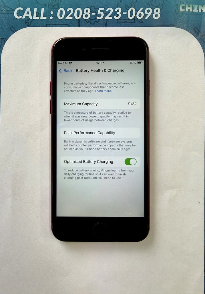 Apple iPhone SE 2020 64GB Red Unlocked Battery Health 94% Touch ID Working Latest iOS 18.7.1 