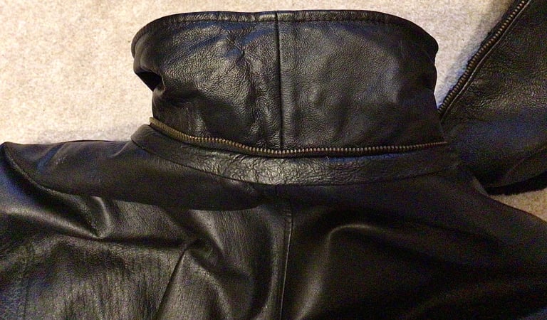 Black leather Ladies coat with hood