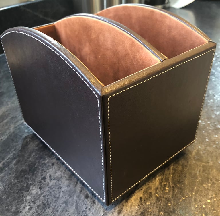 Remote control holder - brown leather