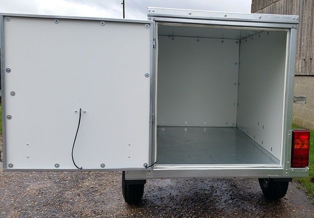 Camping Trailer in Black or White with Roof Bars and Spare Wheel -Tickners Single Axle 5' x 3' x 3'