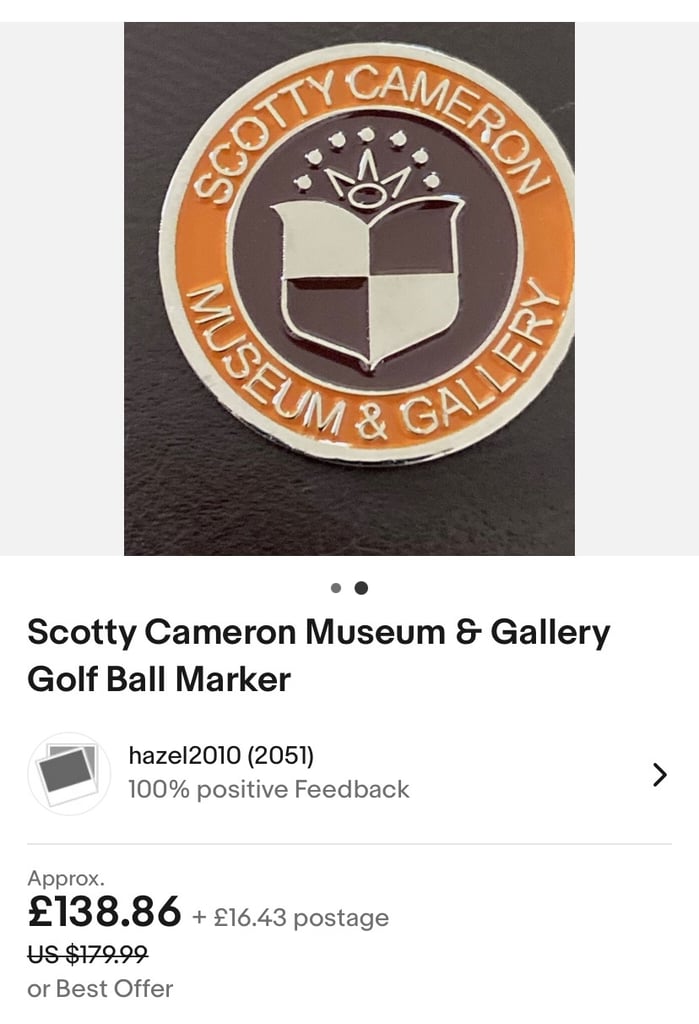 SCOTTY CAMERON  MUSEUM & GALLERY GOLF BALL MARKER  * PRISTINE *