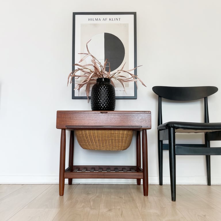 Mid century Danish teak sewing table / side table by FDB Moebler