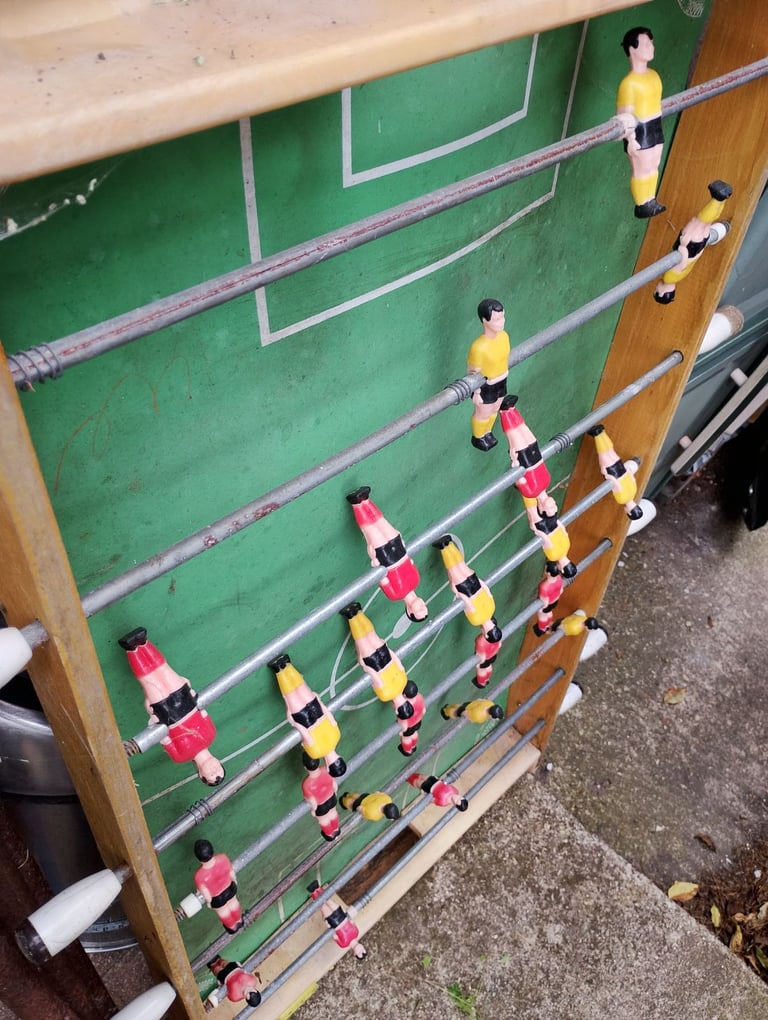 vintage retro antique table football game has warped surface/rust french, spares repairs