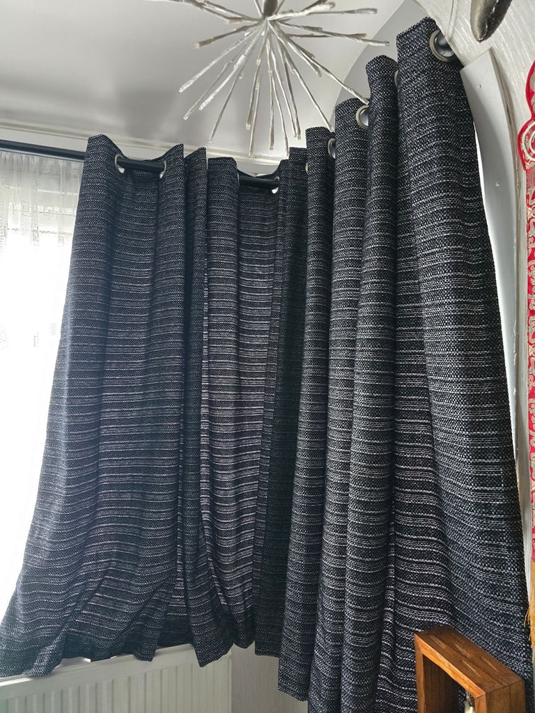 Halden Black Eyelet Lined Curtains