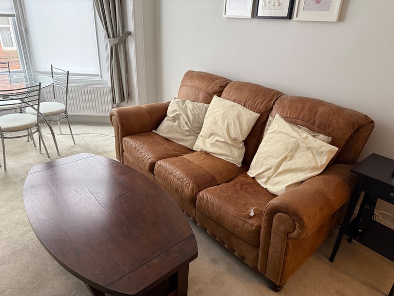 Sofa and metal frame bed