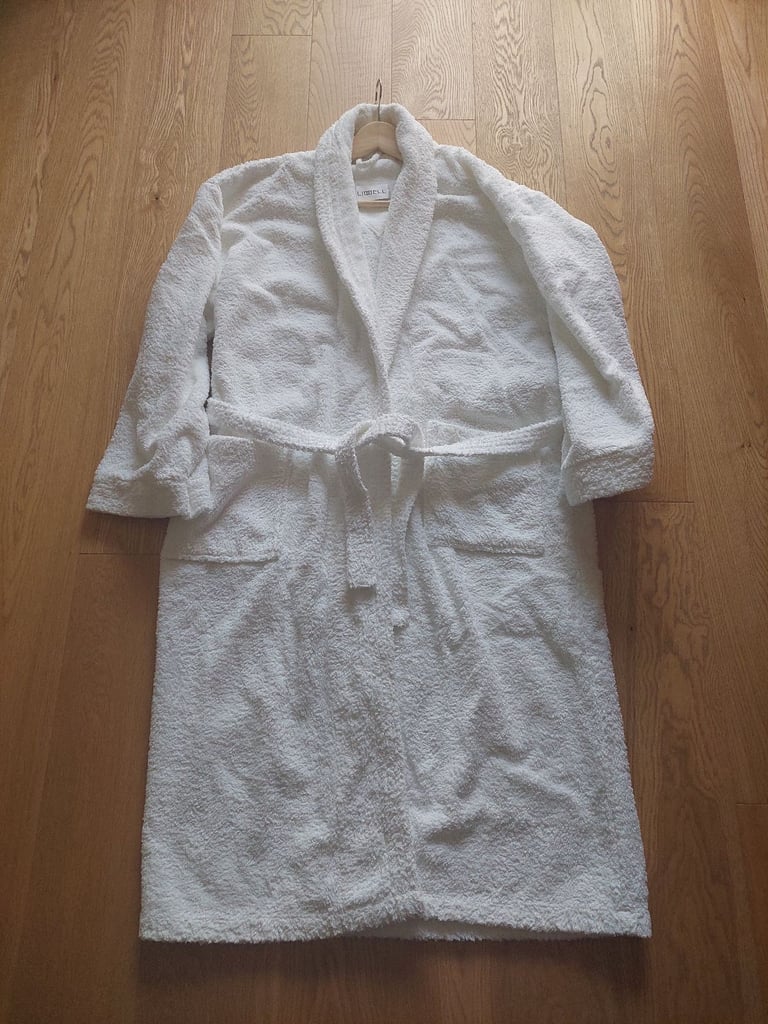 image for 2 x WHITE cotton towelling bathrobes/dressing gowns (medium) - excellent condition