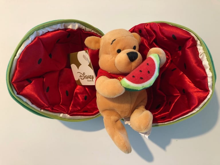 image for Disney Store 2001 Winnie the Pooh Watermelon 7in Beanie, Tagged