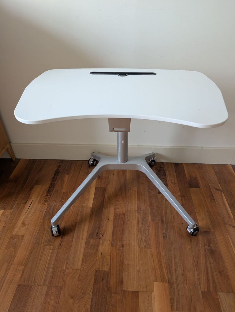 Flash Furniture Mobile Sit-Down, Stand-Up White Computer Ergonomic Desk with 28.25" W Top 
