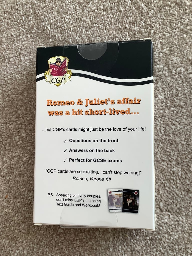 GCSE revision cards - Romeo and Juliet - excellent condition