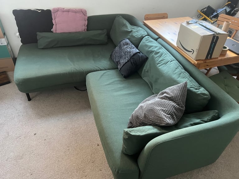 Green L-Shaped Sofa 