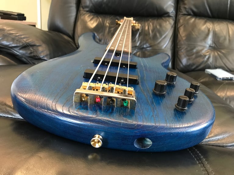 image for Yamaha TRB4 mk1, trans blue, 1992, setup with bespoke yamaha TRB case, wow, what a bass!