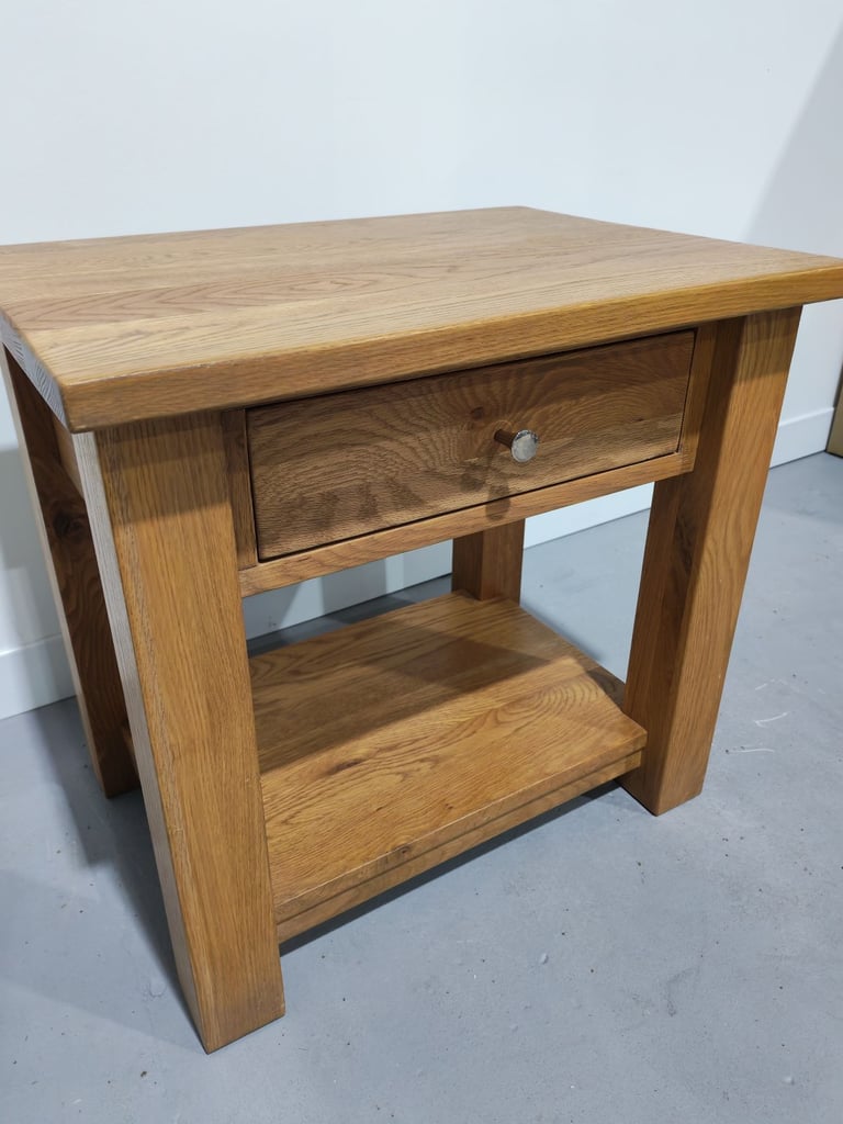 Oak Side Table with Drawer