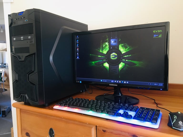 Gaming pc-128SSD-1TB hard-16GB ram-GTX 2GB graphics-Wi-Fi-21 inch monitor-keyboard mouse 