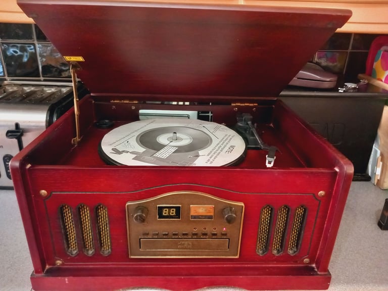 image for Vintage wooden Audio System. Plays Radio, Record and Cassette. Cd doesnt seem to play. 
