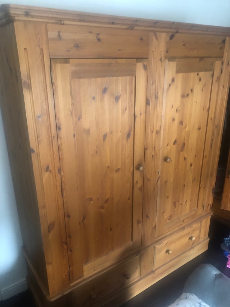 image for Antique pine double wardrobe