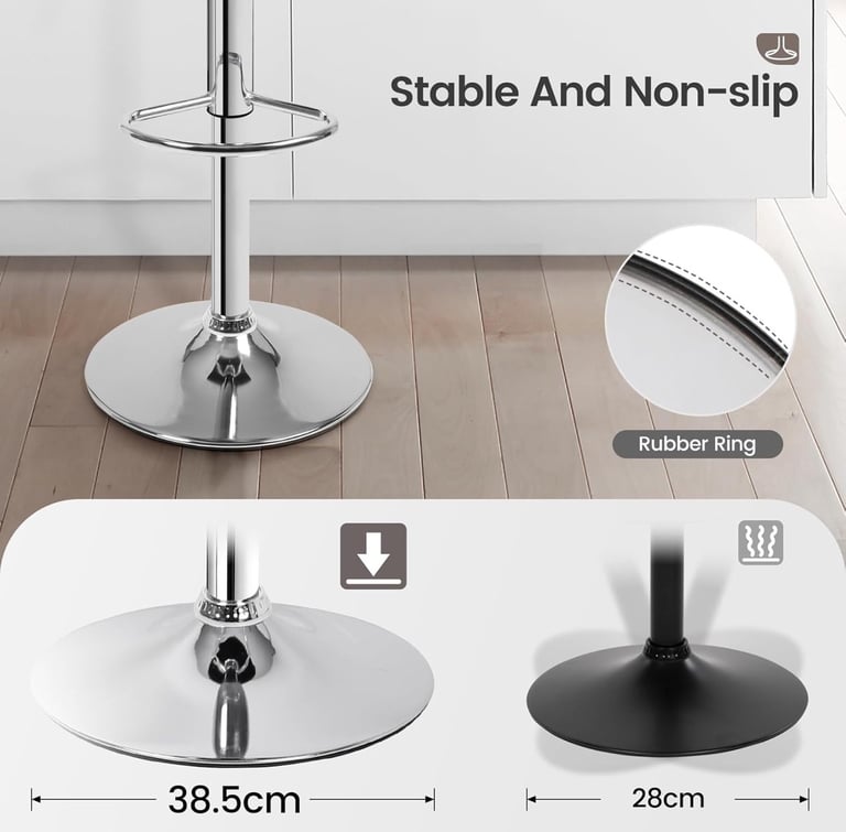 Bar Stools Set of 2, PU Leather Breakfast Kitchen Stool with Adjustable Swivel