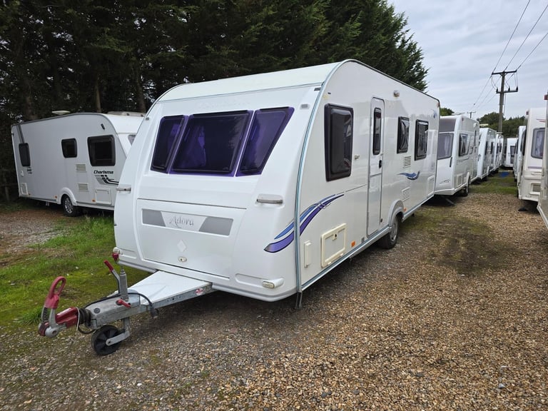 NOW SOLD 2009 Adria Adora 612DP 4 Berth Fixed Island Bed Caravan, Awning