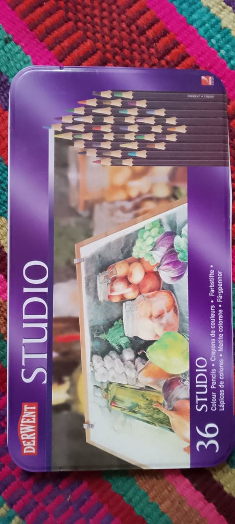 Derwent Studio 36 colour pencils in metal tin
