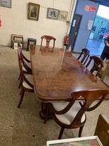 Reproduction large empire style pedestal dining table with 6chairs 