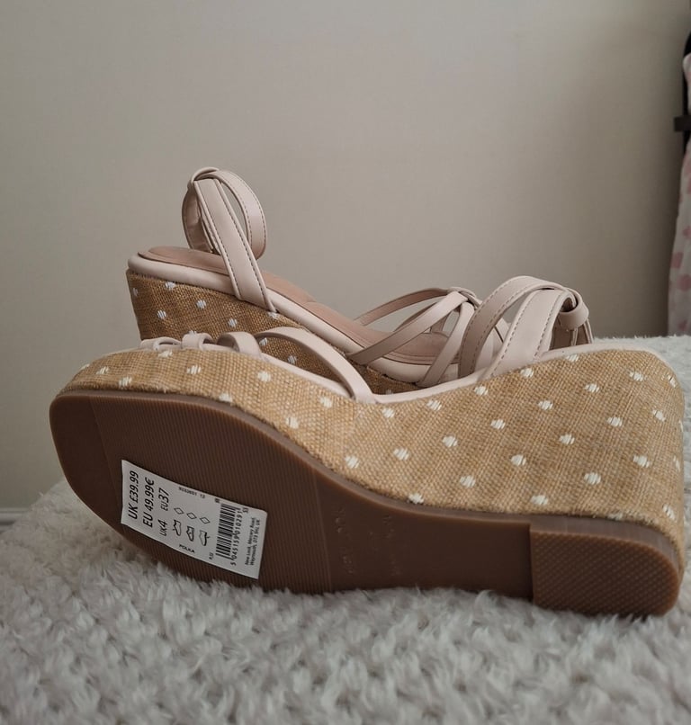 Brand New - New Look Beige Wedge Sandals - Size 4 (37)