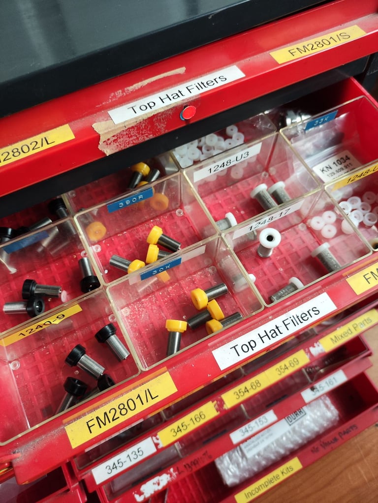 Storage Chest Containing Hundreds of Pounds Worth of Spray Gun Parts