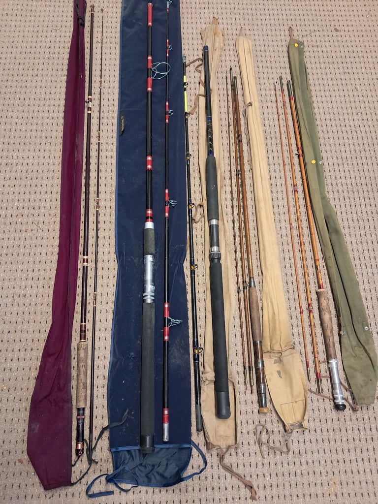 A collection of fishing rods