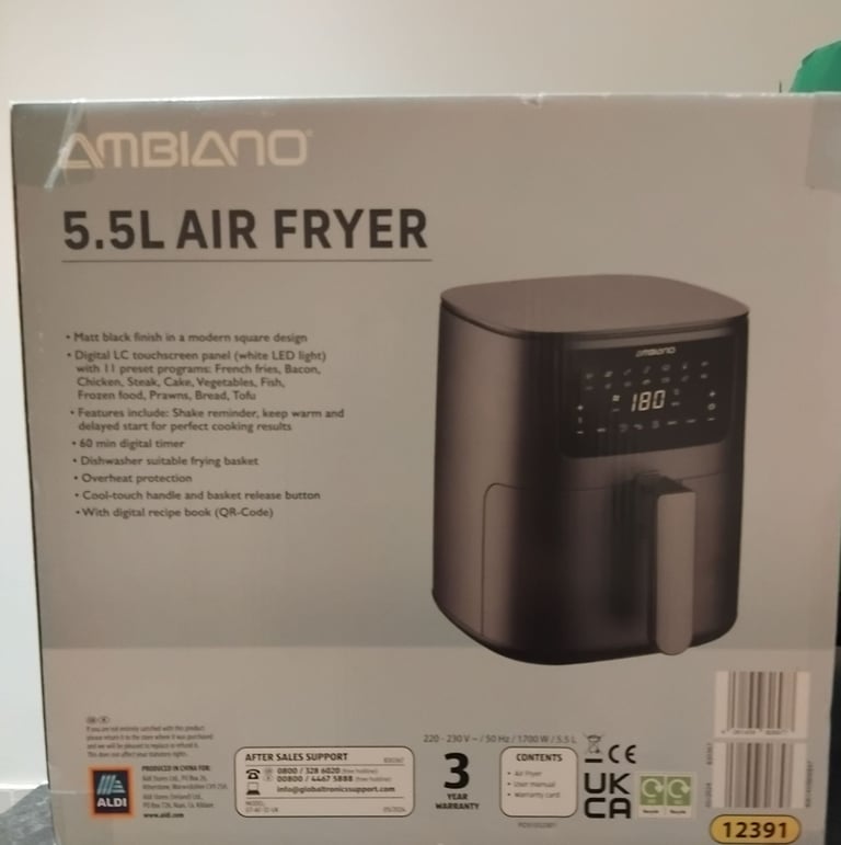 image for Air fryer, 5.5 L Ambiano with 2 liners, good condition 